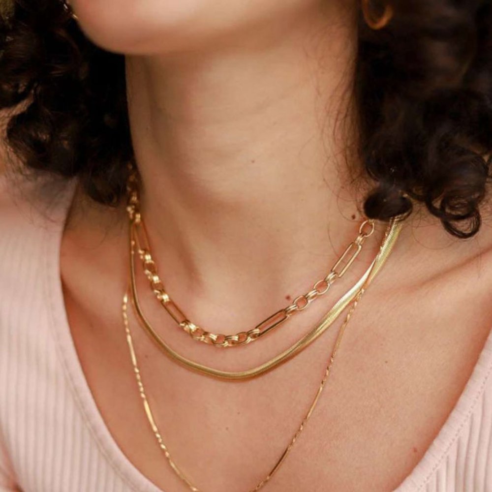 18k Gold Plated -Paper Clip- Round Flat Rectangle